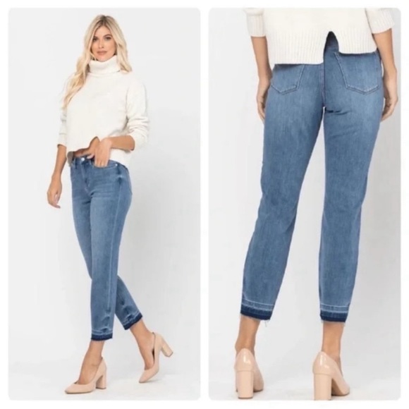 Judy Blue Thermadenim Undone Hem Boyfriend Jean Stretch Released Hem-5/27 - Picture 11 of 12